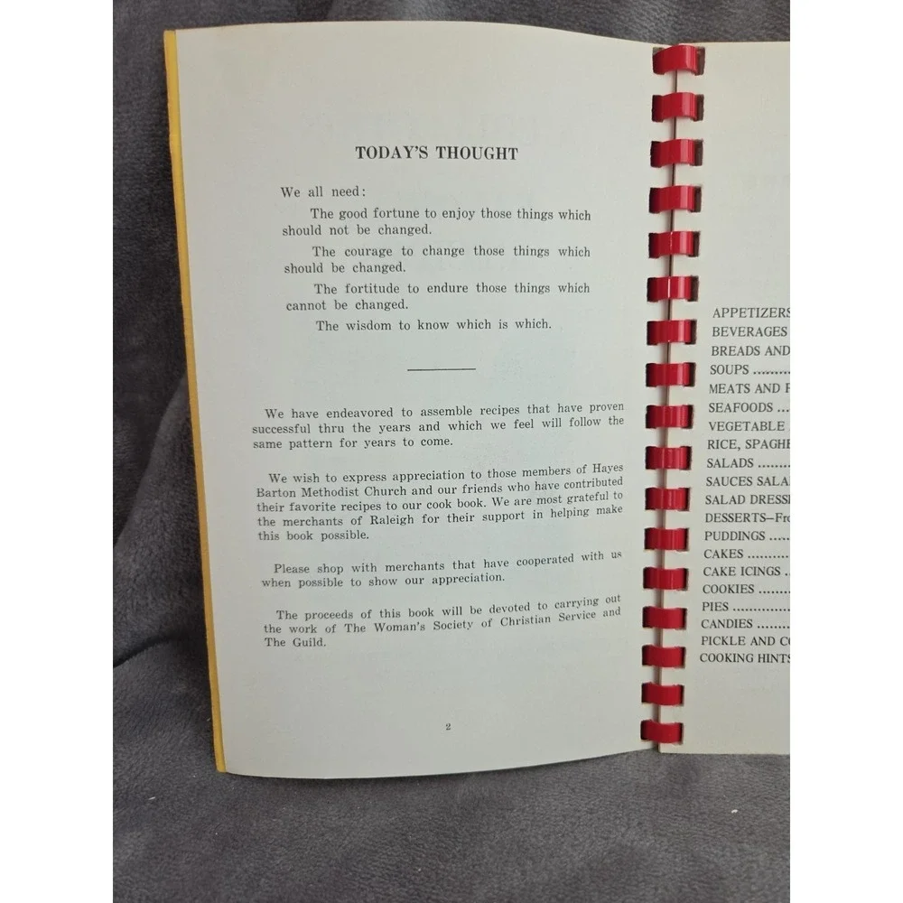 Hayes Barton Methodist Church‎ Cookbook 1964 Edition Rare Raleigh, NC